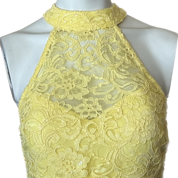NWT Windsor Yellow Lace Halter Crop Top + Clear Sequins Size Small 5 - Picture 8 of 15